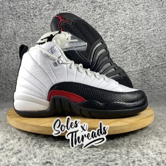 Air Jordan 12 Retro GS 'Taxi Flip' Size 3.5Y White Gym Red Black 153265-162